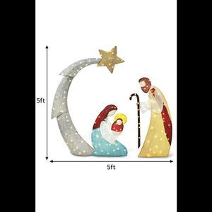 Joiedomi 5' LED Yard Lights Tinsel Nativity Scene
